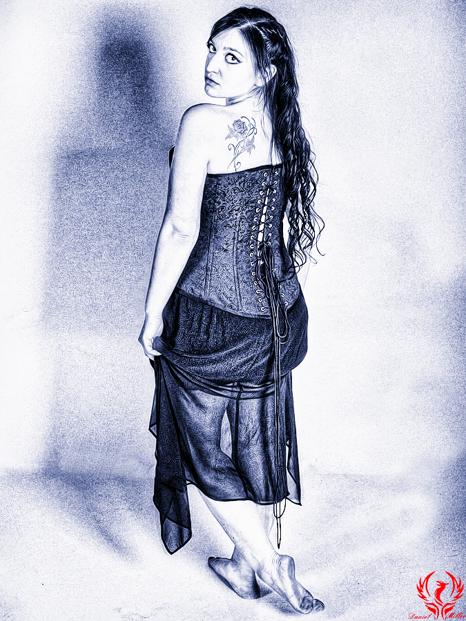Female model photo shoot of Hysteria Strange by Phoenix Designz, makeup by Hysteriia Strange