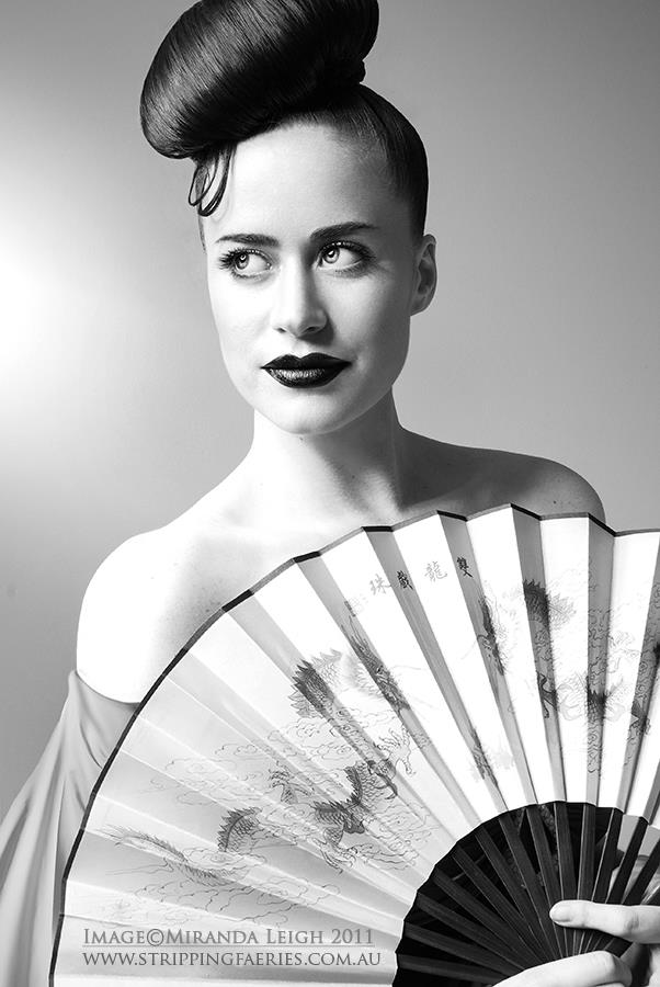 Female model photo shoot of Miranda Leigh - Makeup by TwstdGypsy in Strippingfaeries Studio