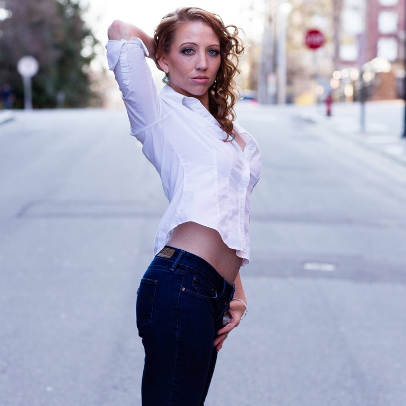 Female model photo shoot of Rebecca Hesch in Downtown Raleigh