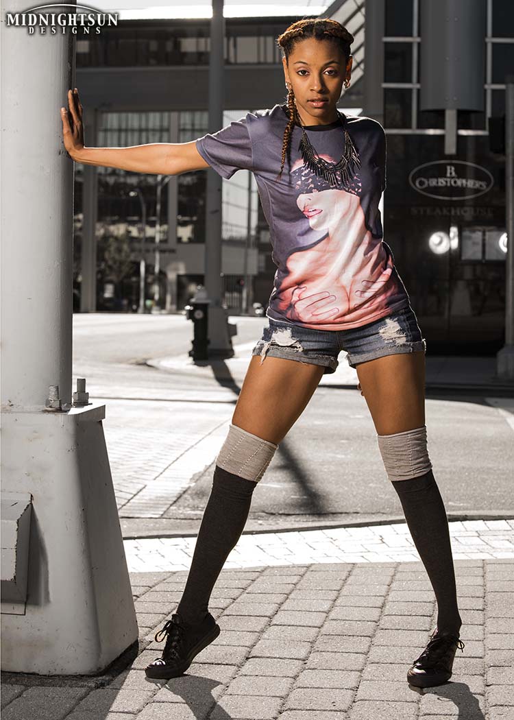 Female model photo shoot of Damita Pickard by MidnightSun Designs in Downtown Greensboro