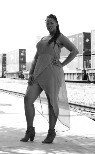 Female model photo shoot of Krishonna Chatham in Downtown Pomona