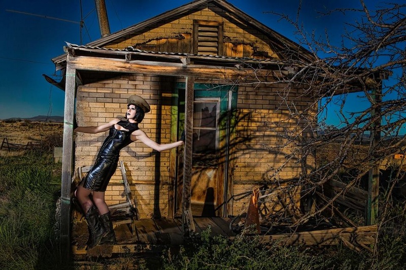 Female model photo shoot of Lucky Zombie by Jim Louvau in Arcosanti, AZ