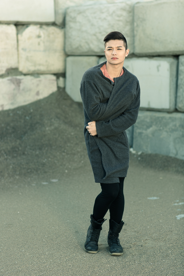 Male model photo shoot of Alex Yip and Jimaye Nguyen by Sam Breach, clothing designed by Alex Yip