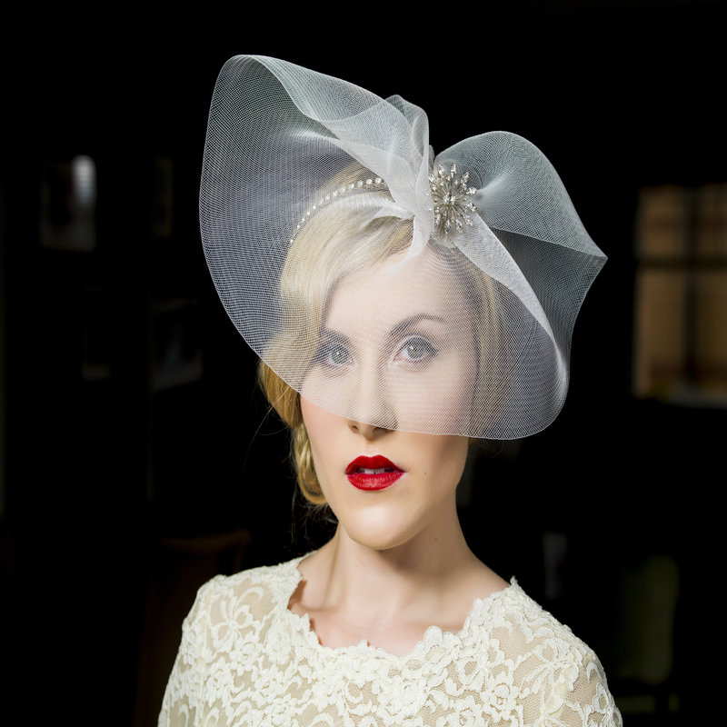 Female model photo shoot of HT Headwear and Sally McDonald by Anton Phatianov in London, makeup by Laura Marsh MUA