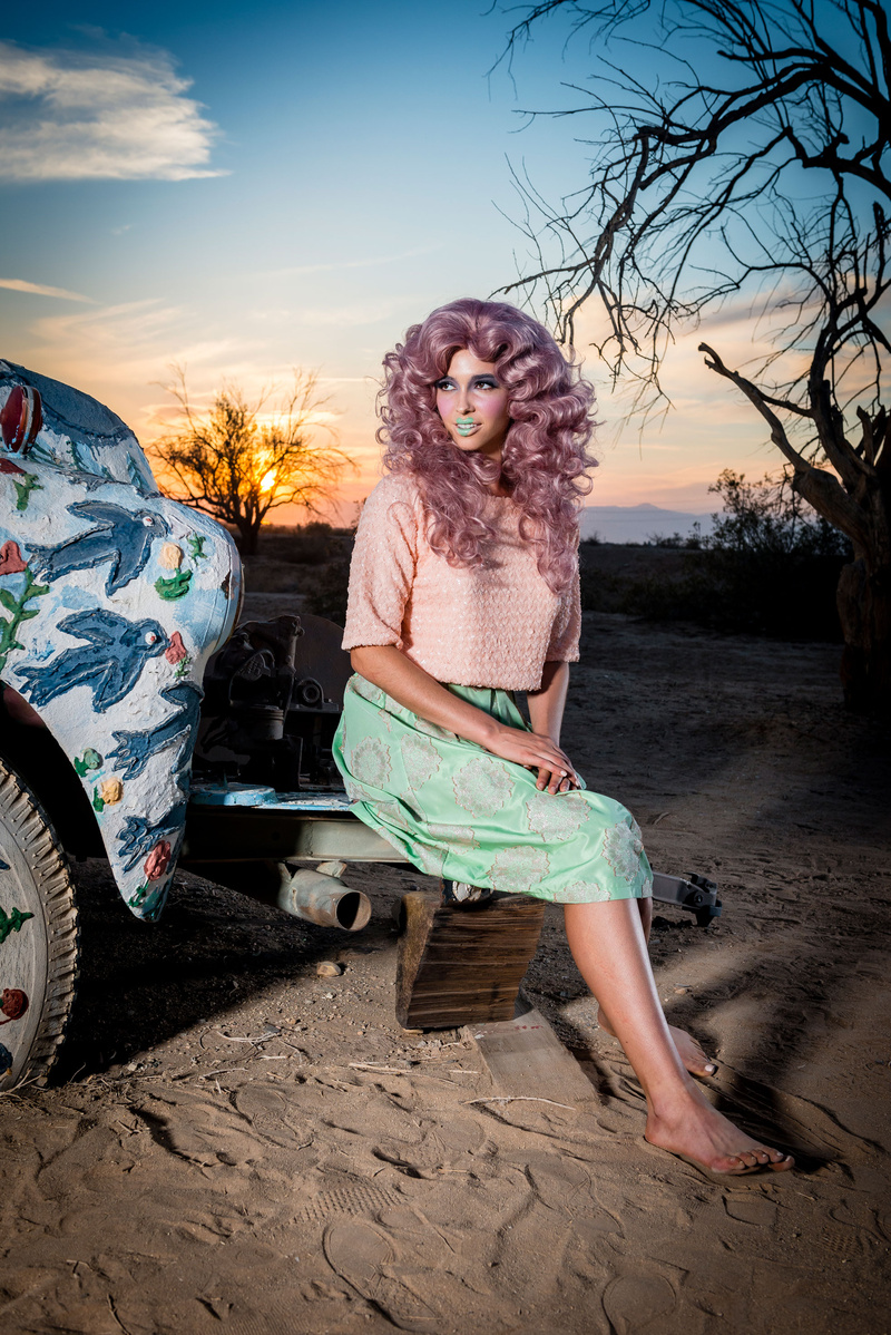 Female model photo shoot of KristenMarie Cosmetique in Salvation Mountain