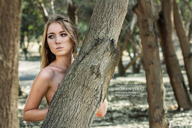 Female model photo shoot of Karin Domnits, makeup by Moran Elbaz