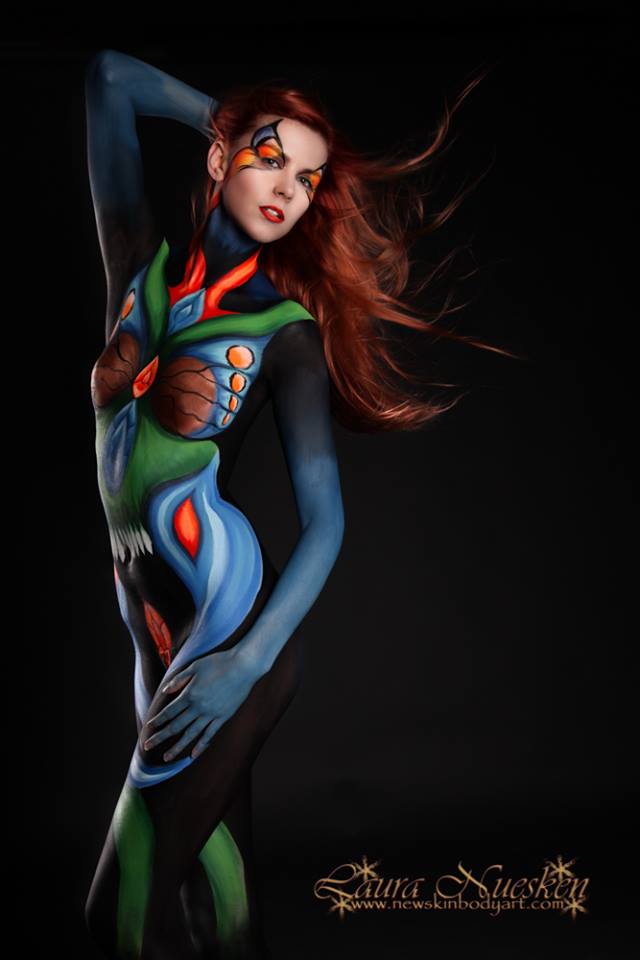 Female model photo shoot of Terin Rothernel , body painted by New Skin Bodyart