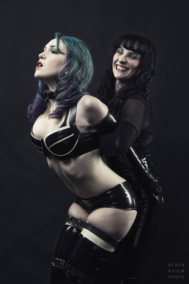 Female model photo shoot of Vonka Romanov and Luna Chase by Black Room Photo