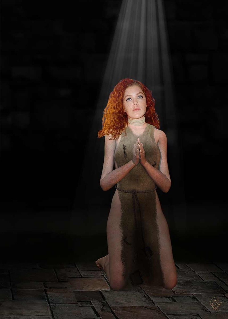Male and Female model photo shoot of CGI Fantasies and Mercedes Hargrave by by the Park Photog in A deep dark dank dungeon, digital art by CGI Fantasies
