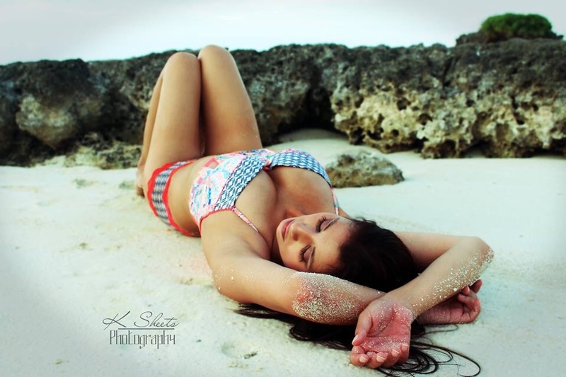 Female model photo shoot of Jalin in Tarugue beach Guam