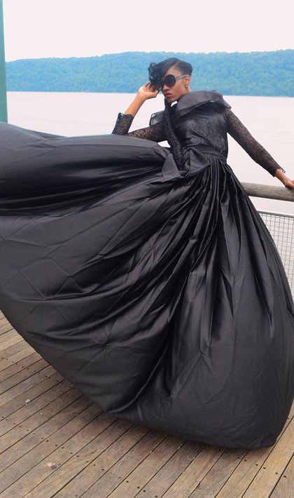Female model photo shoot of Shema Carter in Gamachachi black