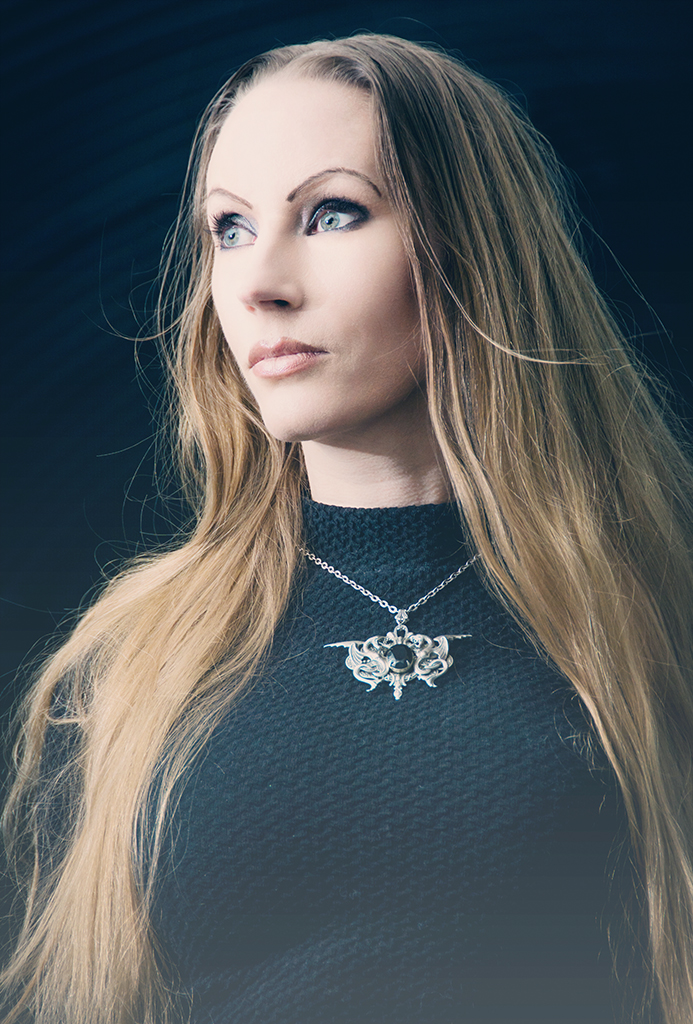 Female model photo shoot of Nocturne Jewelry in Sweden