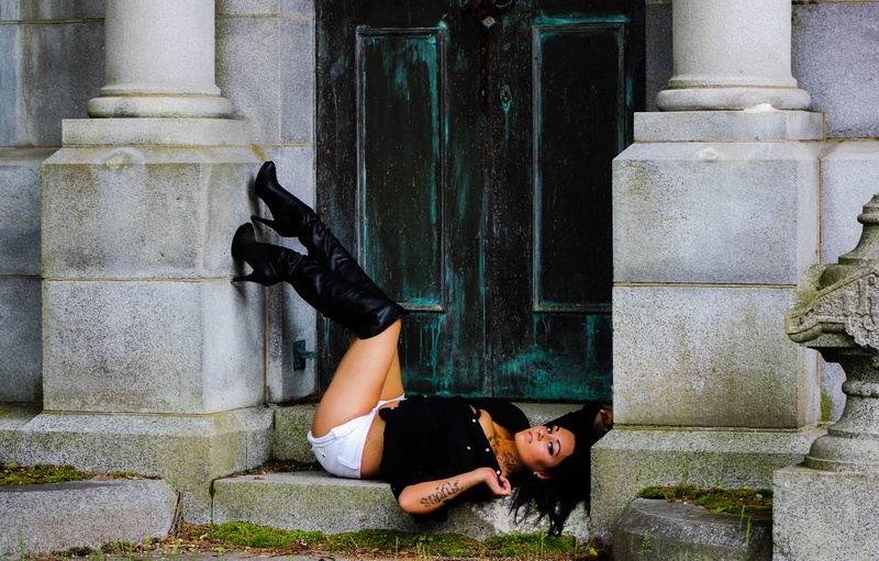 Female model photo shoot of jessiRAYrabbit in grave yard