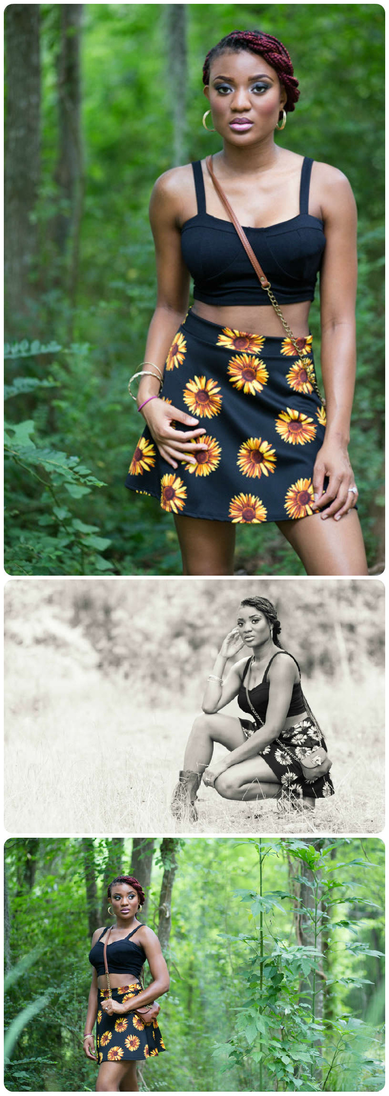 Female model photo shoot of Gilded Sun and Breyona Devenport in Ponderosa Forest