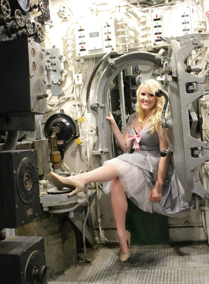Female model photo shoot of Vintagegal007 in USS Batfish