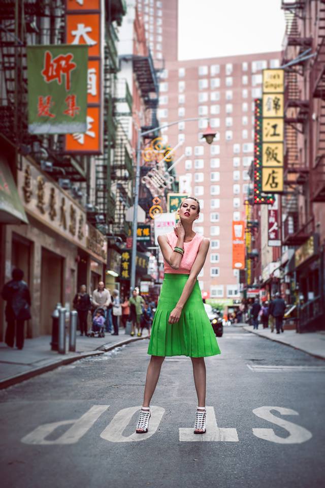 Female model photo shoot of Destinie Adelakun  in Canal Street, New York
