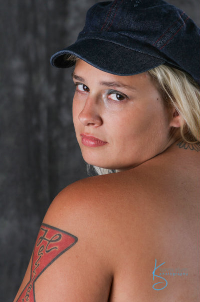 Female model photo shoot of FallenAngelFlex by Bombshell Erie