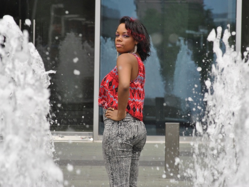 Female model photo shoot of LashayBrown in Downtown Dallas