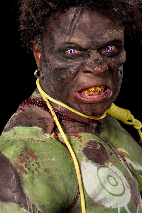Female model photo shoot of Andrea Dubuc ODonnell in Zombillies 2014, Madison Wisconsin