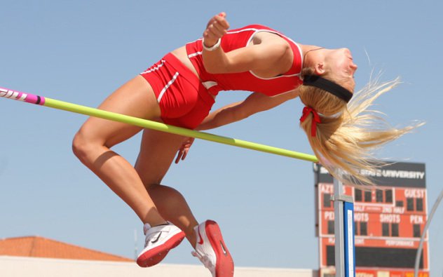 Female model photo shoot of AllisonReaser in San Diego State Track