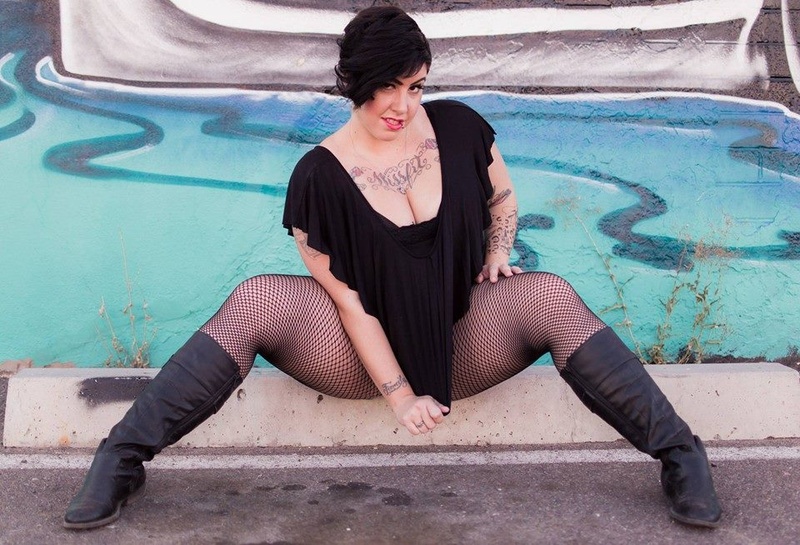 Female model photo shoot of Missfit Bettie by Captured by Vince in art district downtown phoenix