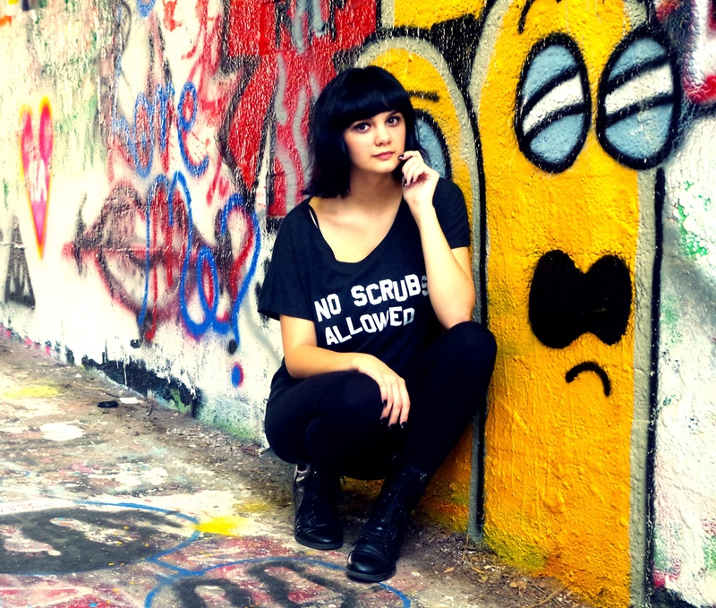 Female model photo shoot of Morgan Vicious  in Free Expression Tunnel, NCSU