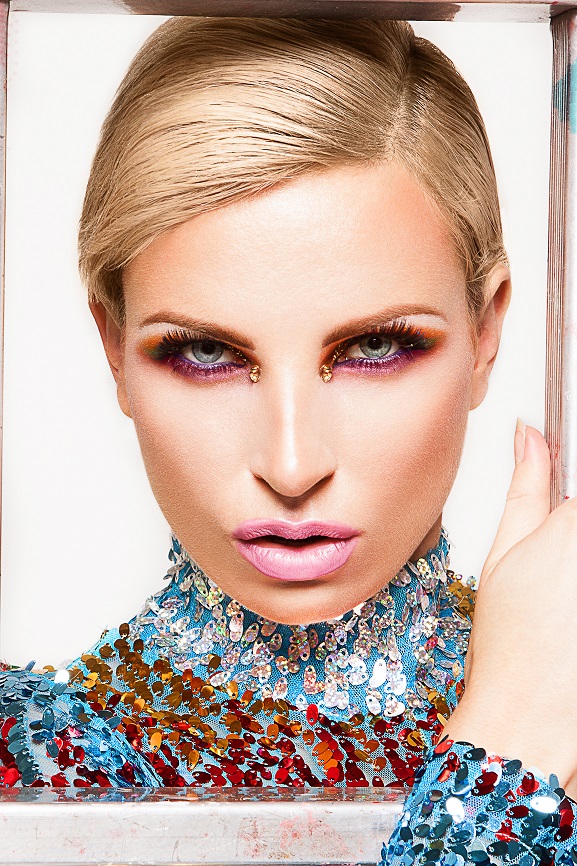 Female model photo shoot of MinaRenoir, makeup by Bella Noell, clothing designed by George Styler