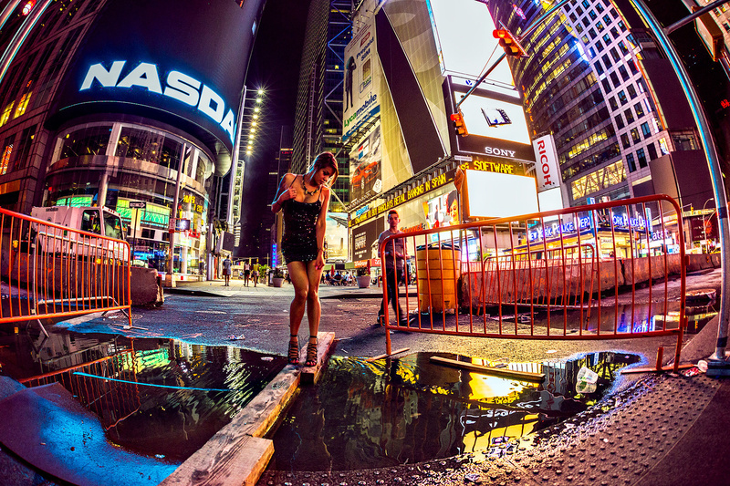 Male and Female model photo shoot of Nicolas Viennot and Mis Morning star in NYC - Times Square
