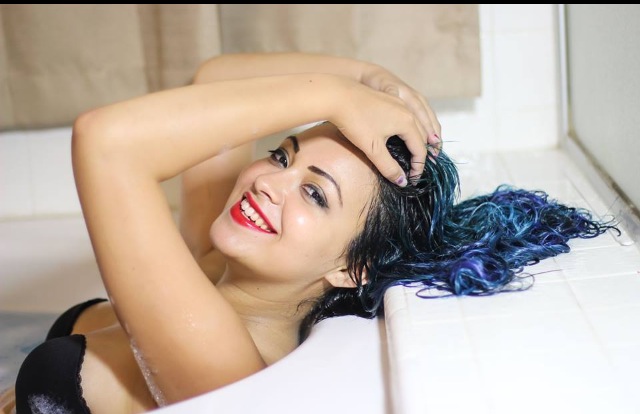 Female model photo shoot of JamieKRodriguez in Bath Tub