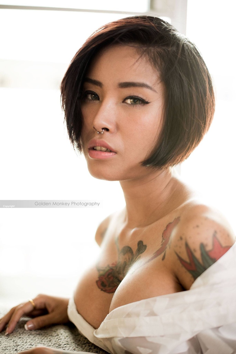 Female model photo shoot of jariya tattoomodel by The Golden Monkey