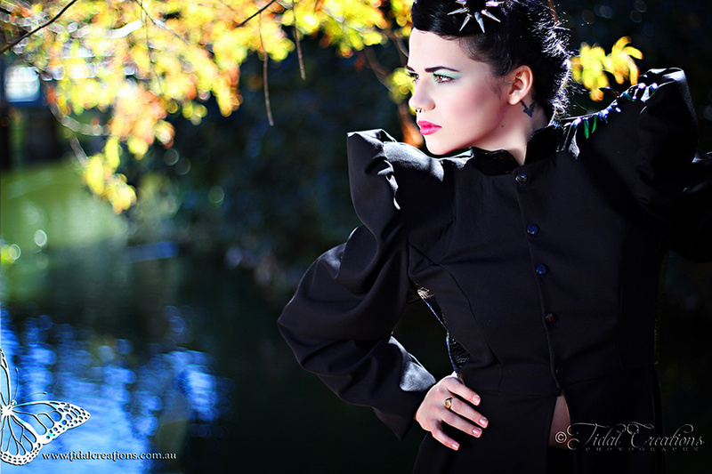 Female model photo shoot of Tidal Creations in Roma Street Parklands, clothing designed by Harpi Designs