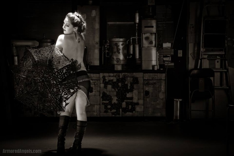 Female model photo shoot of Rowena LaRouge in Dystopian Studios