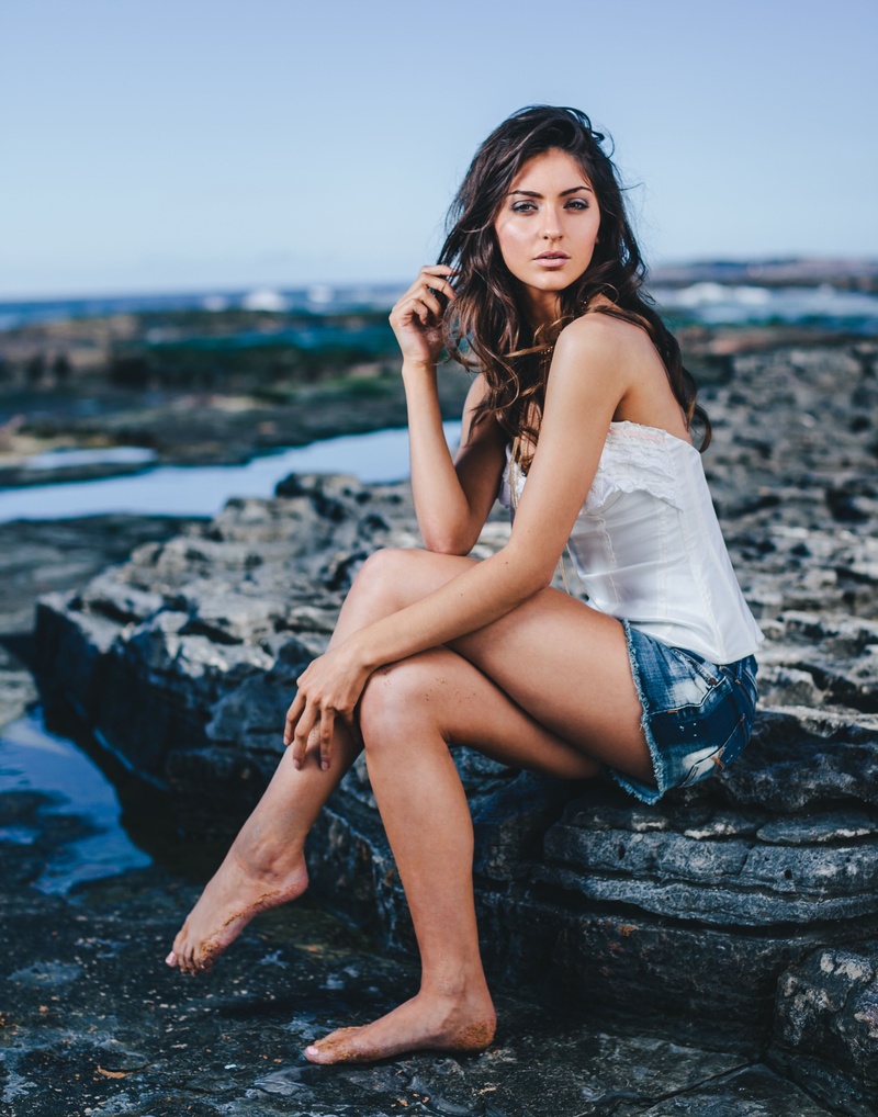 Female model photo shoot of SimoneeG by Photoresque in Narrabeen Beach