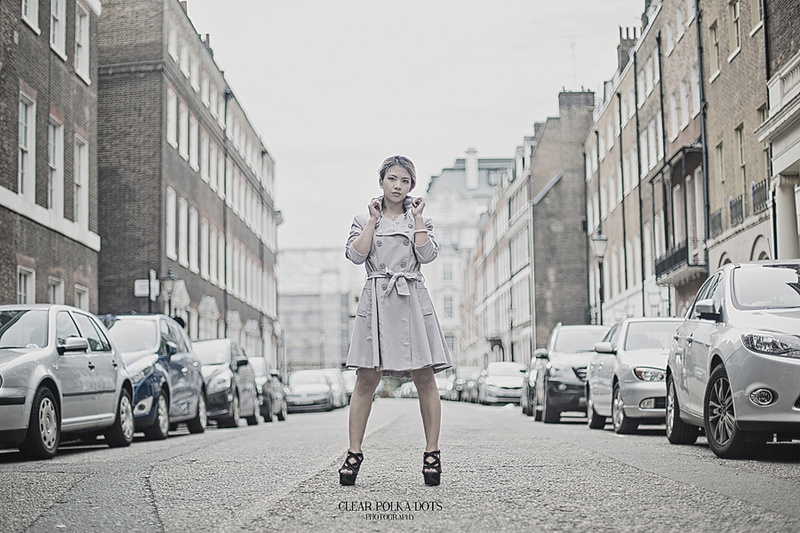 Female model photo shoot of Clear Polka Dots in London, makeup by Sandra Nilsen