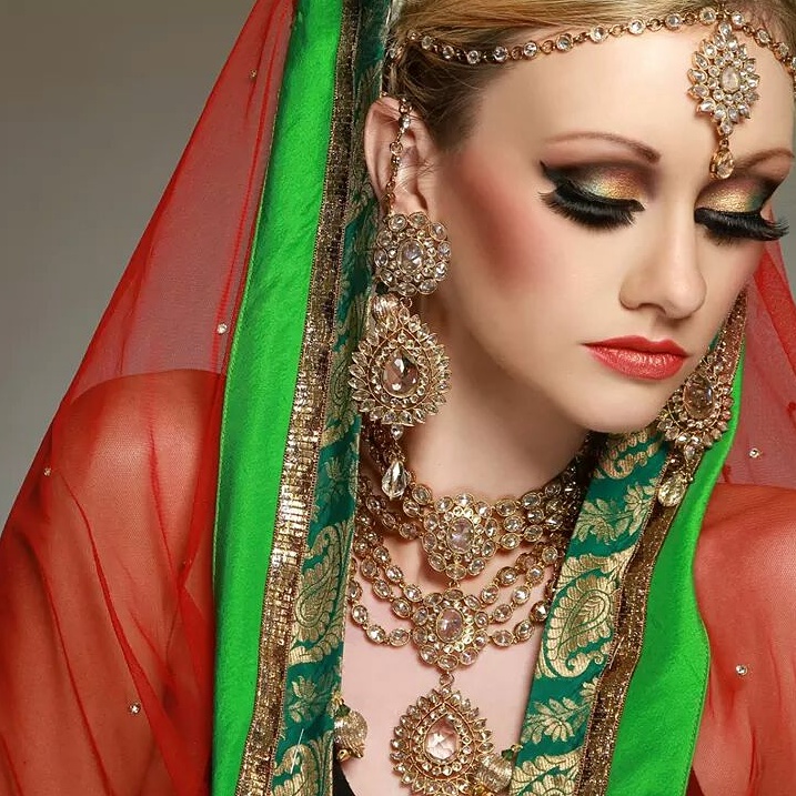 Female model photo shoot of exotic beauty make-up in birmingham