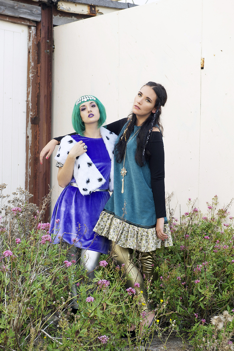 Female model photo shoot of Momo Ling and Kitty Underhill, clothing designed by blufruit