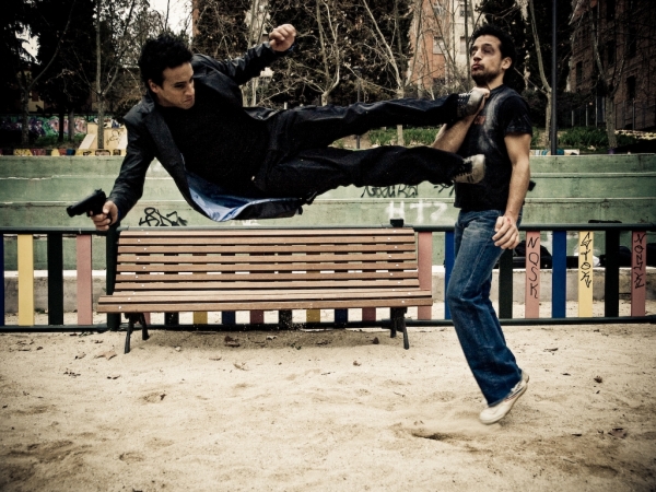 Male model photo shoot of Stunt Actor in India in Madrid 2008