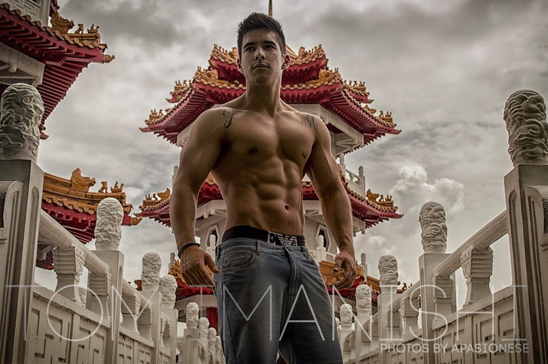 Male model photo shoot of Tom Imanishi  in Chinese Gardens, Singapore