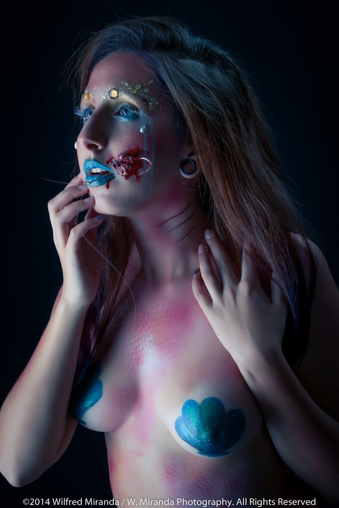 Female model photo shoot of Krystal Umi Make Up Art by Wilfred Miranda in Cyanide Nation Studios