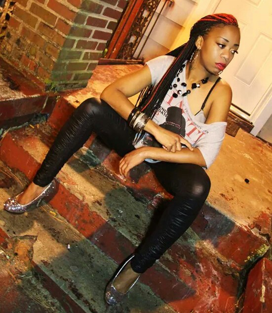 Female model photo shoot of JustFiyah June in on my front porch (literally)