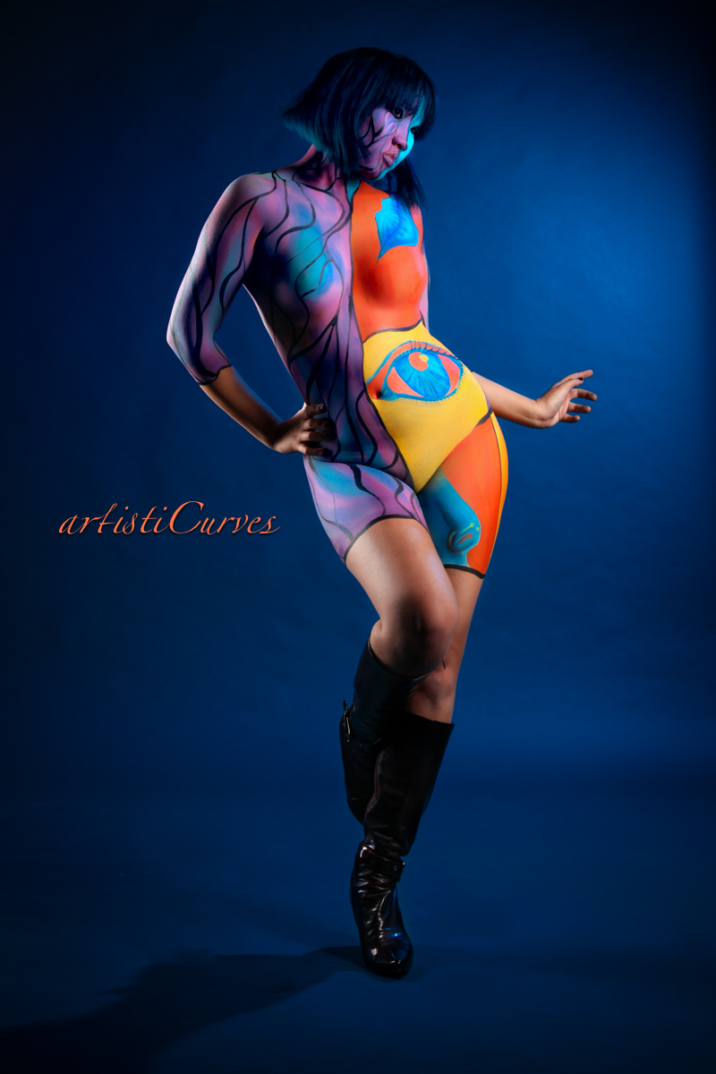 Male and Female model photo shoot of AC Bodypainter and Minh-Ly by ArtistiCurves  in Kitchener