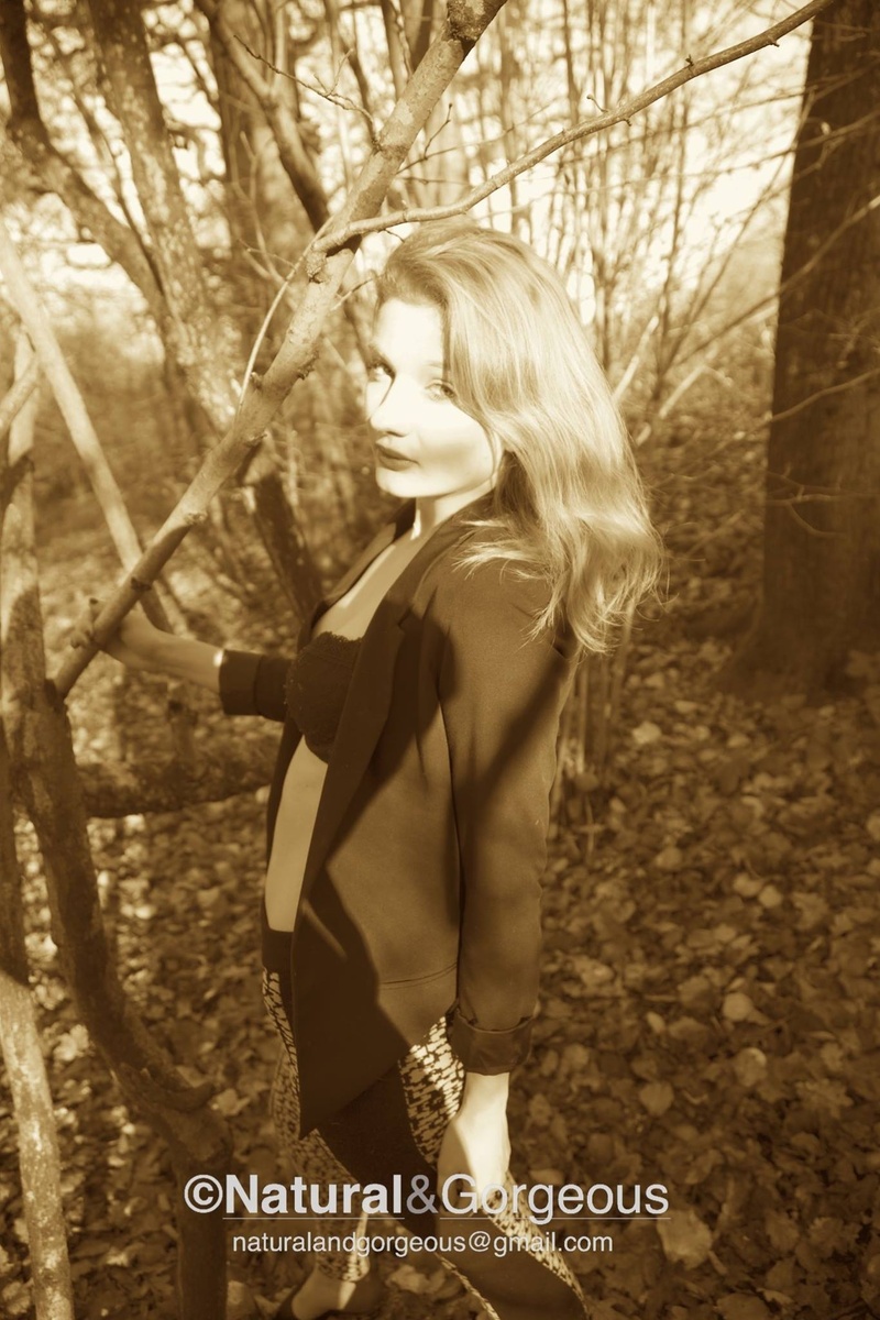 Female model photo shoot of JasmineBull08 in Woods