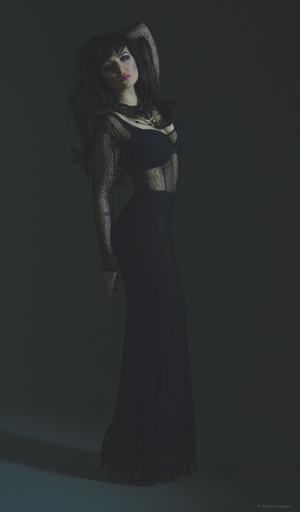 Female model photo shoot of Cassandra Hierholzer by Adam Williamson, art by Shalottlilly, clothing designed by Atelier Benson 