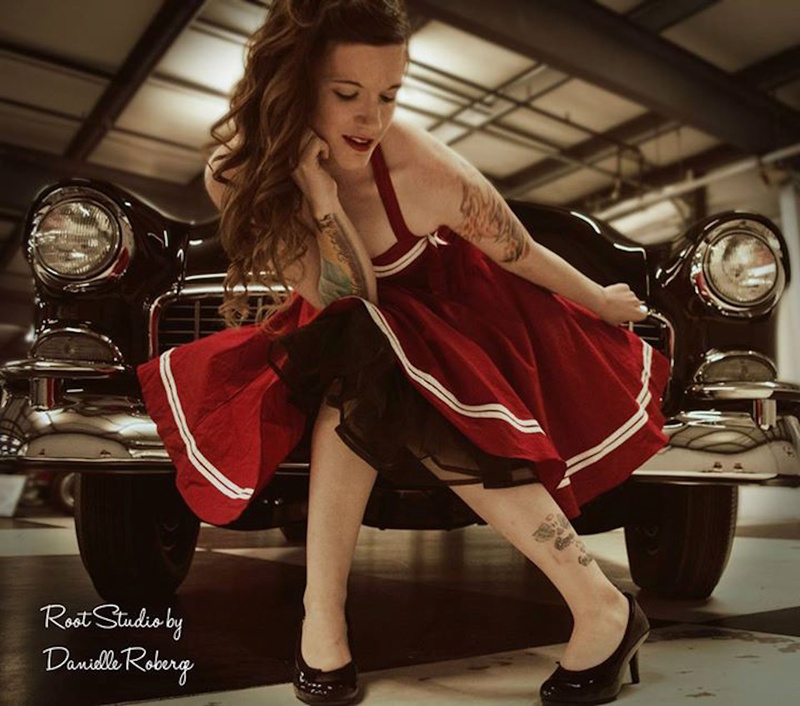 Female model photo shoot of Callisto_Monroe in East Coast Classic Cars