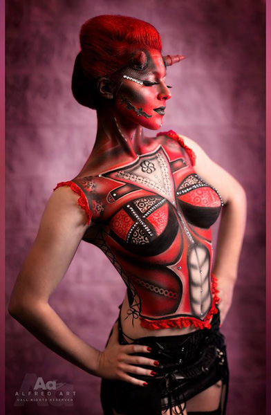 Female model photo shoot of Dorota - Body Painter in Toronto