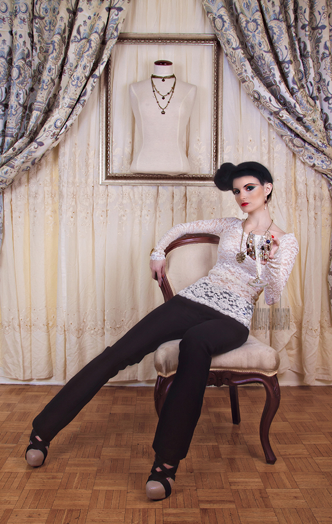 Female model photo shoot of Viktoriya-- and Angele Lalonde in Photographer's home studio