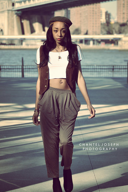 Female model photo shoot of Chantel Joseph in Brooklyn Bridge Park