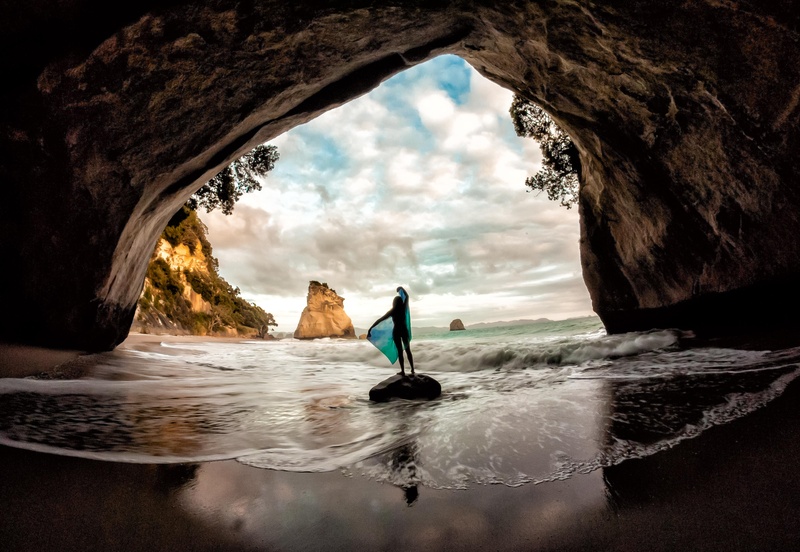 Male model photo shoot of Charlesbrooks in Cathedral Cove, New Zealand