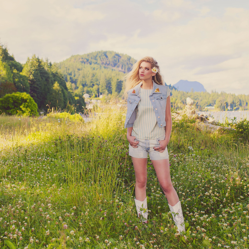 Female model photo shoot of adhesif clothing in Gibsons British Columbia Canada