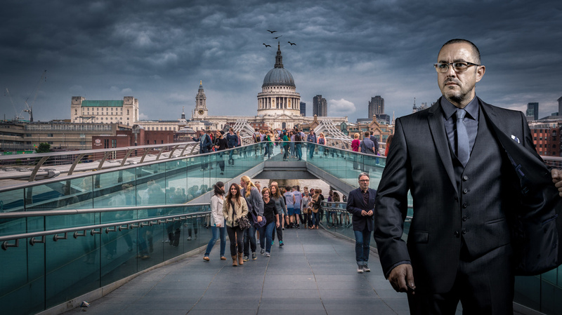 Male model photo shoot of Lee Pelling Photography in Millennium Bridge London